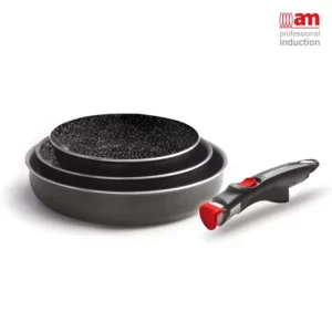 Tris di Padelle con rivestimento antiaderente con manico removibile AMOvible Induction