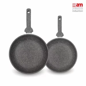 Bis padelle effetto pietra 24cm / 28cm ad induzione - Cuore di Pietra