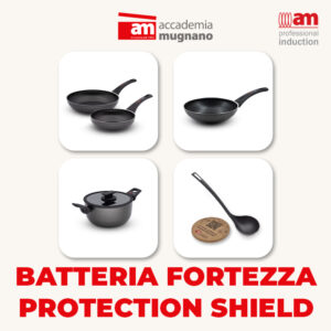 Set batteria padelle, casseruola e saltapasta 6pz - Fortezza protection Shield
