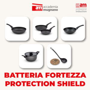 Set batteria padelle, casseruola e saltapasta 7pz - Fortezza protection Shield