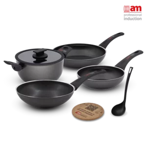 Set batteria padelle, casseruola e saltapasta 6pz - Fortezza protection Shield