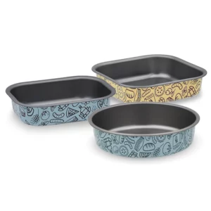 Set 3 teglie per friggitrice ad aria rotonda, quadrata e rettangolare - AirFry