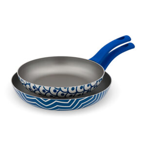 Coppia di padelle da 24 e 28 cm colore blu decorate - AM Onde