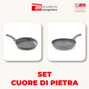 Set padella + bistecchiera tonda ad induzione- Cuore di Pietra